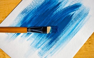Картинка кисть, живопись, цвет, синий, акварельные краски