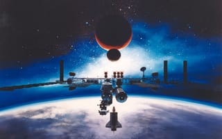 Картинка Международная космическая станция, космическая станция, космическое пространство, космос, атмосфера