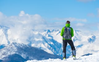 Картинка лыжи, горнолыжный курорт, снег, горнолыжный спорт, зима