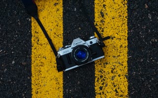 Картинка камера, желтый, красочность, линия, дорога