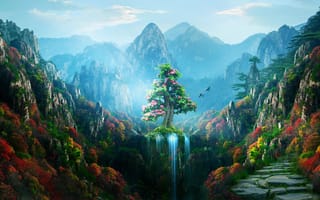Картинка природный ландшафт, природа, горный рельеф, гора, растительность