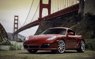Картинка мост Golden Gate, авто, спорткар, красный цвет, суперкар