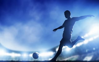 Обои Футбольный игрок, синий, футбол, атмосфера, облако