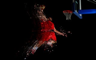 Картинка Баскетбол, верняк, баскетболист, баскетбольные движения, красный цвет