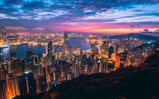 Картинка Гонконг, городской пейзаж, город, городской район, метрополия