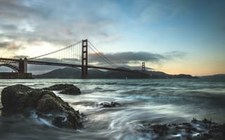 Картинка море, мост Golden Gate, вода, природа, мост