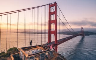 Картинка мост Golden Gate, мост, подвесной мост, вантовый мост, вода