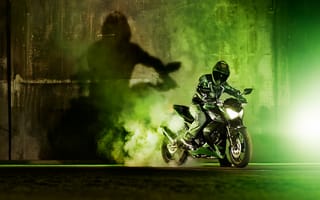 Картинка Кавасаки z300, Кавасаки ниндзя 300, мотоцикл, спортивный мотоцикл, зеленый