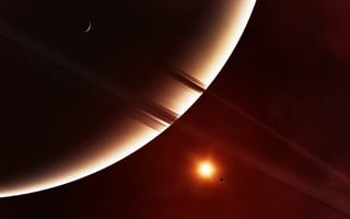 Картинка атмосфера, планета, система колец, астрономический объект, Апельсин