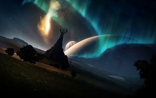 Картинка Паранормальное, свет, Аврора, космос, атмосфера