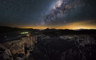 Картинка ночь, звезда, атмосфера, астрономический объект, горизонт