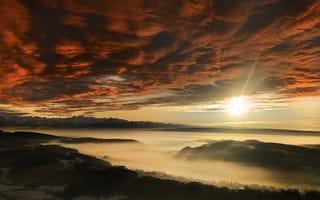 Картинка закат, природа, облако, горизонт, восход солнца