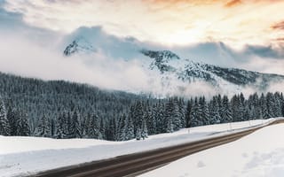 Картинка зима, гора, снег, природа, облако
