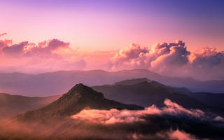Картинка облако, природа, послесвечение, горный рельеф, гора