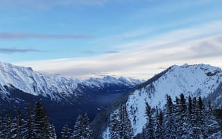 Картинка горный рельеф, гора, горный хребет, снег, зима