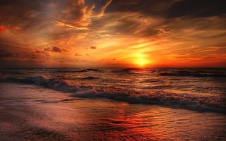 Картинка Сансет Бич, пляж, закат, горизонт, природа