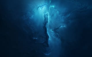 Картинка туманность, космос, синий, вода, подземные воды