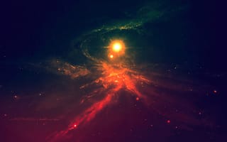 Картинка Галактика, природа, красный цвет, свет, атмосфера