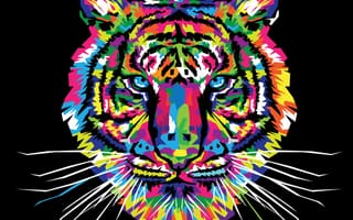 Картинка тигр, арт, векторная графика, иллюстрация, бенгальский тигр