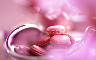 Обои миндальное печенье, Капкейк, крем, макарон, розовый