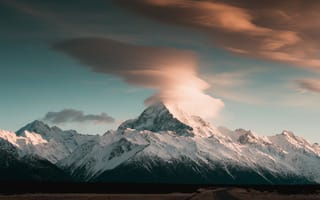 Картинка геология, рельеф, вулкан, гора, облако