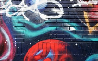 Картинка живопись, граффити, стена, синий, уличное искусство