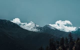Картинка гора, облако, горный хребет, кучевое облако, снег