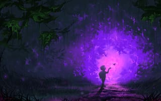 Картинка пурпур, Фиолетовый, природа, зеленый, свет