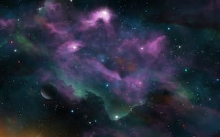Картинка туманность, звезда, природа, атмосфера, пурпур