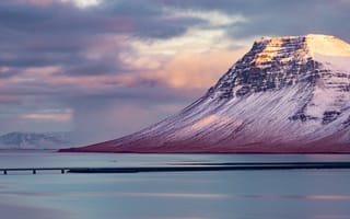 Картинка фьорд, гора, горный рельеф, природный ландшафт, облако