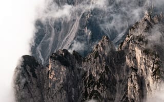 Картинка гора, горный хребет, горный рельеф, рок, дым