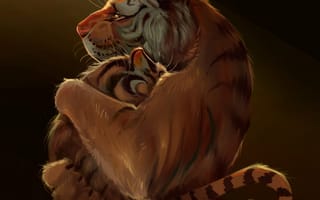 Картинка тигр, большая кошка, иллюстрация, творчество, арт