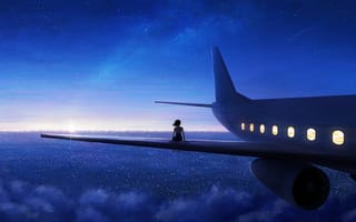 Картинка авиация, горизонт, синий, аэрокосмическая техника, цифровое искусство
