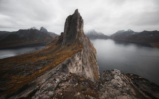 Картинка Норвегия, гора, облако, вода, растение