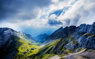 Картинка Гора Пилатус, гора, облако, природный ландшафт, склон