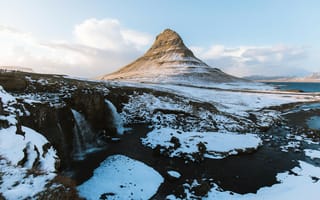Обои Германия Исландия, Selvallavatn, облако, гора, снег