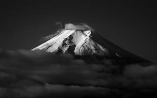 Картинка гора фудзи черный или белый, гора Фудзи, Оиси, Пяти Озер Фудзи, вулкан
