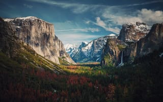 Картинка йосемитский национальный парк, США, Йосемитский водопад, йосемити, Йосемити-Виллидж