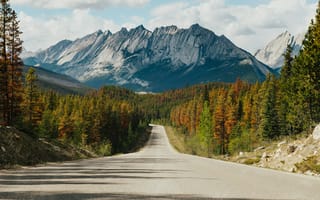 Картинка Национальный Парк Джаспер Канада, дорога, облако, магистраль, Лесные Шоссе
