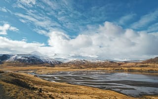 Картинка облако, гора, растение, природный ландшафт, вода