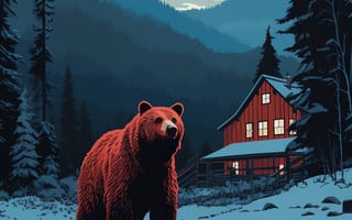 Картинка гора, кадьяк медведь, Гризли, Кодьяк, Северный Ледовитый океан