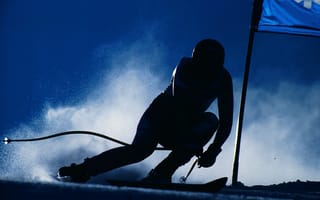 Картинка лыжи, сноуборд, экстремальный вид спорта, синий, силуэт