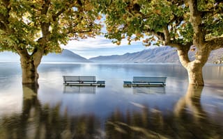 Картинка отражение, Озеро Маджоре, Альпы, природа, вода