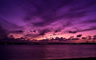Картинка фиолетовый небо, пурпур, облако, горизонт