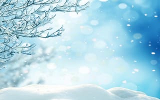 Обои Снежинка, зима, синий, снег, дерево
