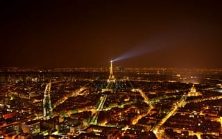 Картинка Париж, Эйфелева башня, городской район, городской пейзаж, ночь