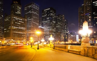 Картинка Чикаго, небоскреб, ночь, город, городской район
