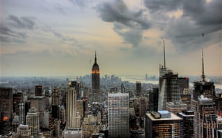 Картинка линия горизонта, дневное время, город, Нью-Йорк, небоскреб
