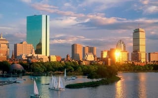 Картинка Бостон, город, городской пейзаж, линия горизонта, небоскреб