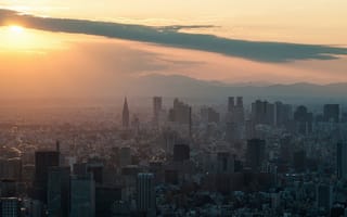 Картинка городской пейзаж, Токио, небоскреб, город, метрополия